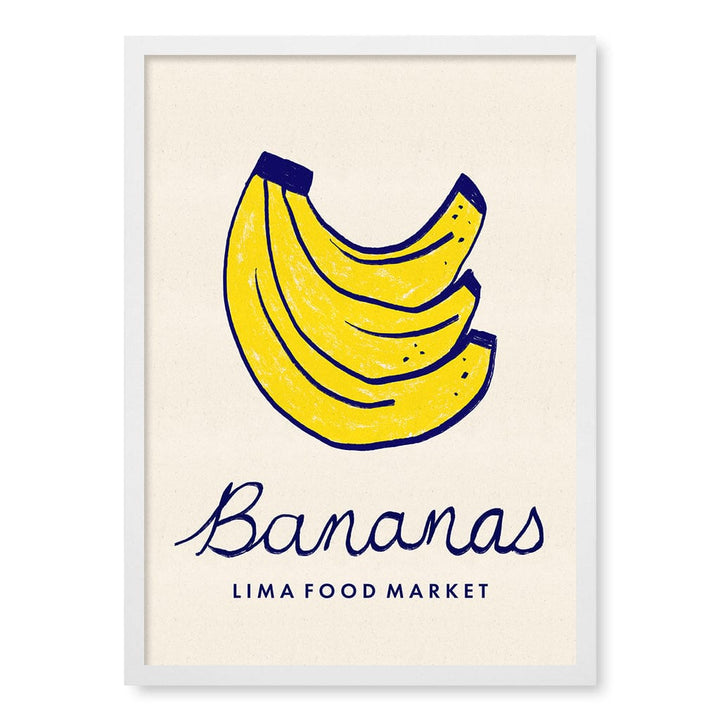 Food Market Bananas Modern Wall Art Print A4 (21 x 29.7cm) / Matte White Frame / No Border from our Australian Made Framed Wall Art, Prints & Posters collection by Profile Products (Australia) Pty Ltd