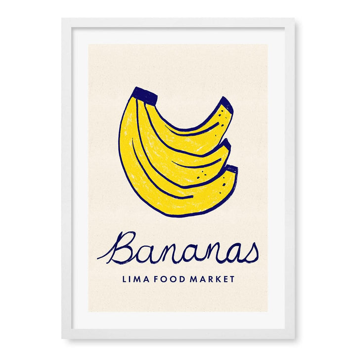 Food Market Bananas Modern Wall Art Print A4 (21 x 29.7cm) / Matte White Frame / White Border from our Australian Made Framed Wall Art, Prints & Posters collection by Profile Products (Australia) Pty Ltd