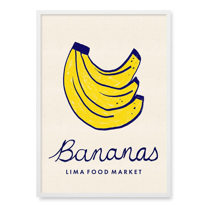 Food Market Bananas Wall Art Print A1 (59.4 x 84.1cm) / Matte White Frame / No Border from our Australian Made Wall Art collection by Profile Australia