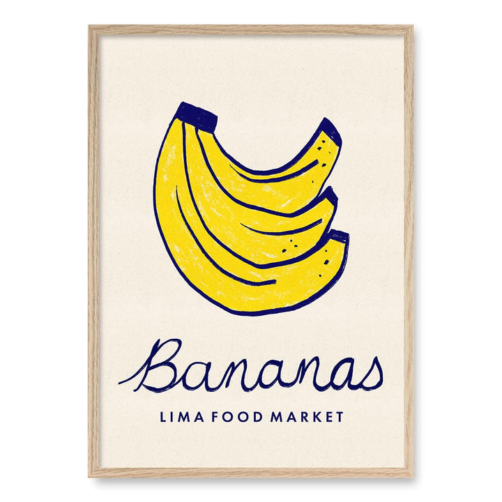 Food Market Bananas Wall Art Print A1 (59.4 x 84.1cm) / Natural Oak Frame / No Border from our Australian Made Wall Art collection by Profile Australia