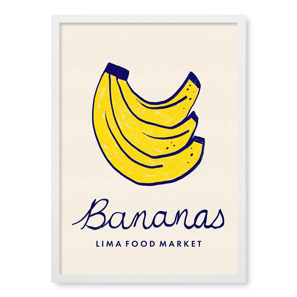 Food Market Bananas Wall Art Print A2 (42 x 59.4cm) / Matte White Frame / No Border from our Australian Made Wall Art collection by Profile Australia