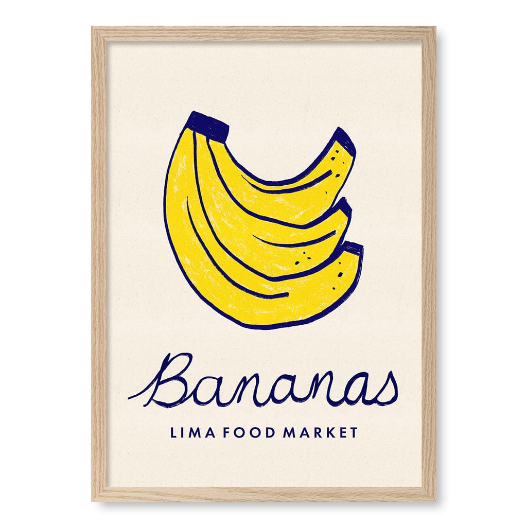Food Market Bananas Wall Art Print A2 (42 x 59.4cm) / Natural Oak Frame / No Border from our Australian Made Wall Art collection by Profile Australia