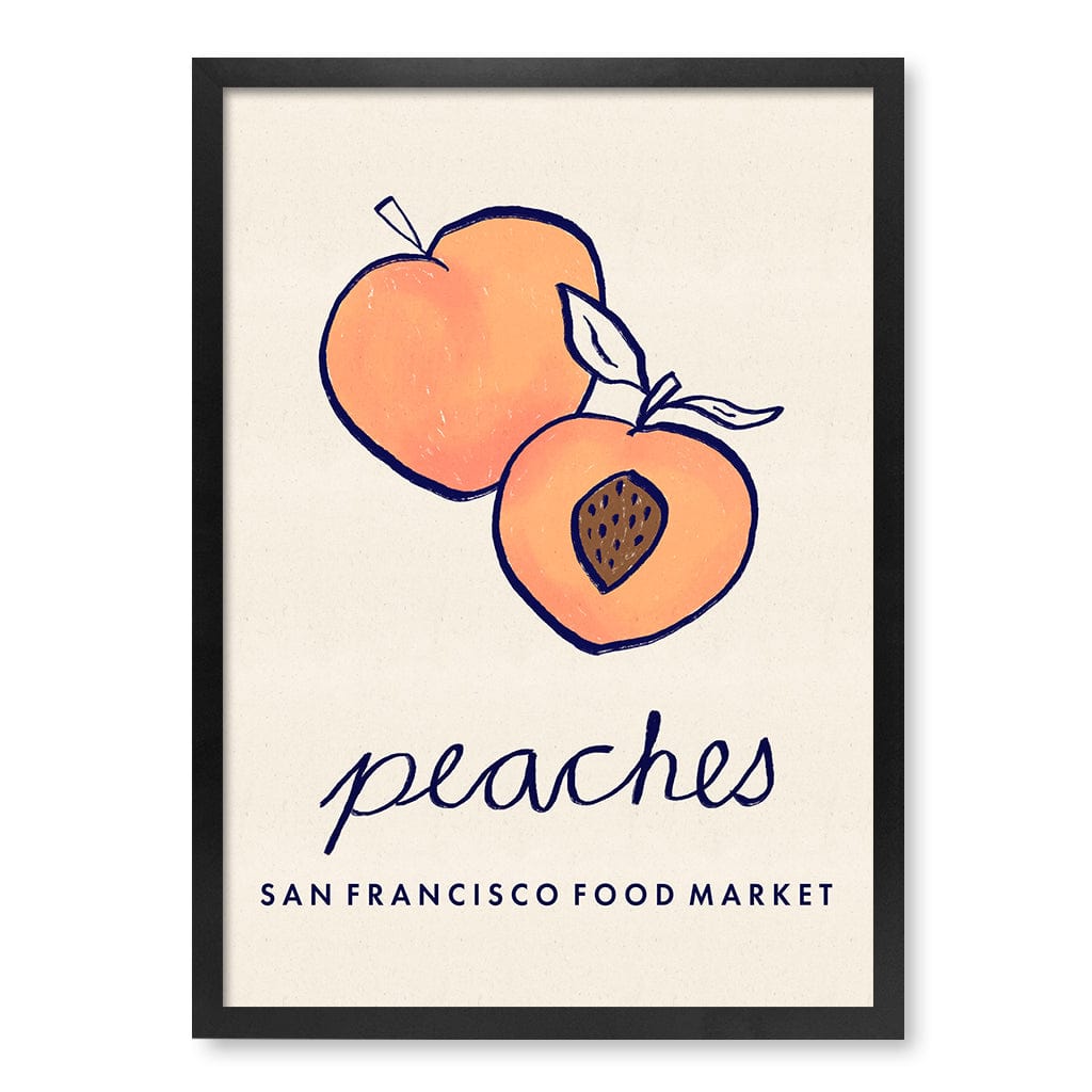 Food Market Peaches Modern Wall Art Print A4 (21 x 29.7cm) / Matte Black Frame / No Border from our Australian Made Framed Wall Art, Prints & Posters collection by Profile Products (Australia) Pty Ltd