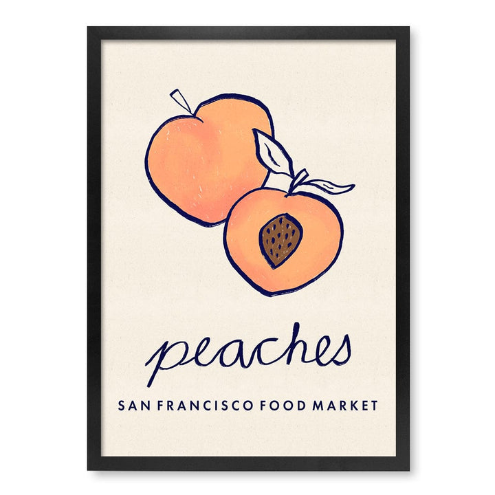 Food Market Peaches Modern Wall Art Print A4 (21 x 29.7cm) / Matte Black Frame / No Border from our Australian Made Framed Wall Art, Prints & Posters collection by Profile Products (Australia) Pty Ltd