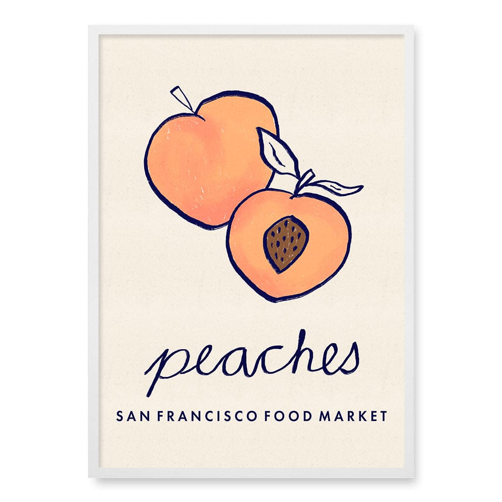 Food Market Peaches Wall Art Print A1 (59.4 x 84.1cm) / Matte White Frame / No Border from our Australian Made Wall Art collection by Profile Australia