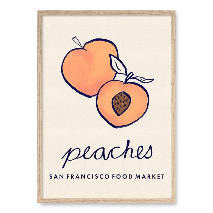 Food Market Peaches Wall Art Print A1 (59.4 x 84.1cm) / Natural Oak Frame / No Border from our Australian Made Wall Art collection by Profile Australia