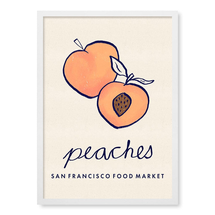 Food Market Peaches Wall Art Print A2 (42 x 59.4cm) / Matte White Frame / No Border from our Australian Made Wall Art collection by Profile Australia