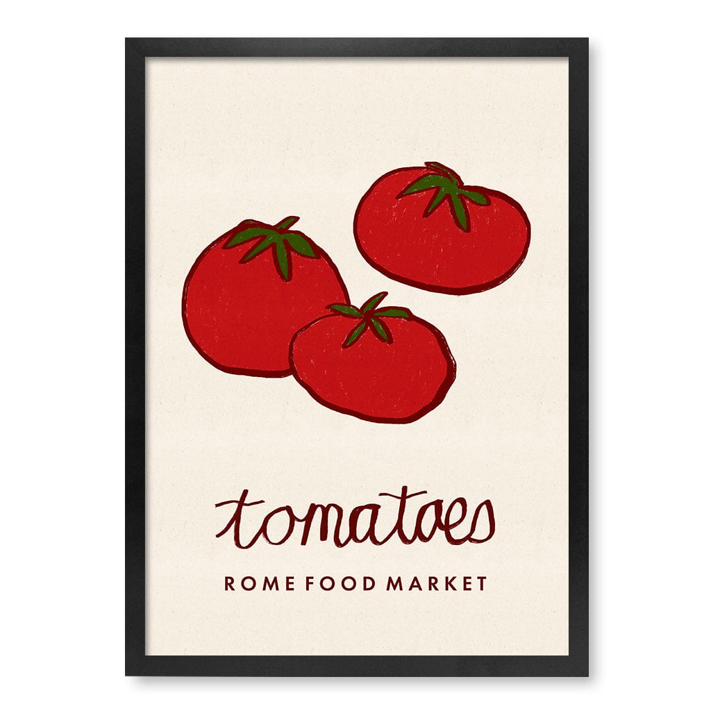 Food Market Tomatoes Rome Modern Wall Art Print A4 (21 x 29.7cm) / Matte Black Frame / No Border from our Australian Made Framed Wall Art, Prints & Posters collection by Profile Products (Australia) Pty Ltd