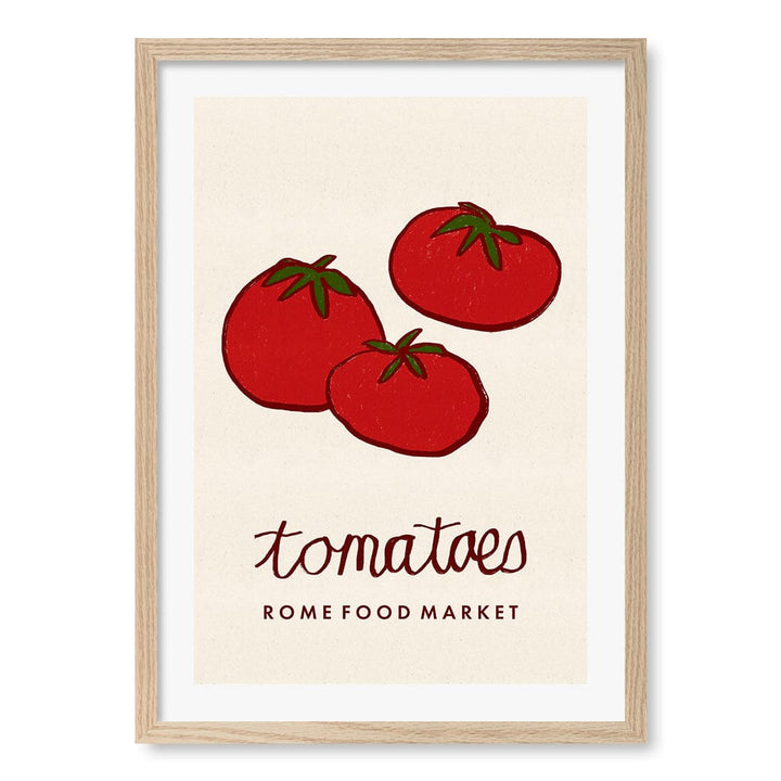 Food Market Tomatoes Rome Modern Wall Art Print A4 (21 x 29.7cm) / Natural Oak Frame / White Border from our Australian Made Framed Wall Art, Prints & Posters collection by Profile Products (Australia) Pty Ltd