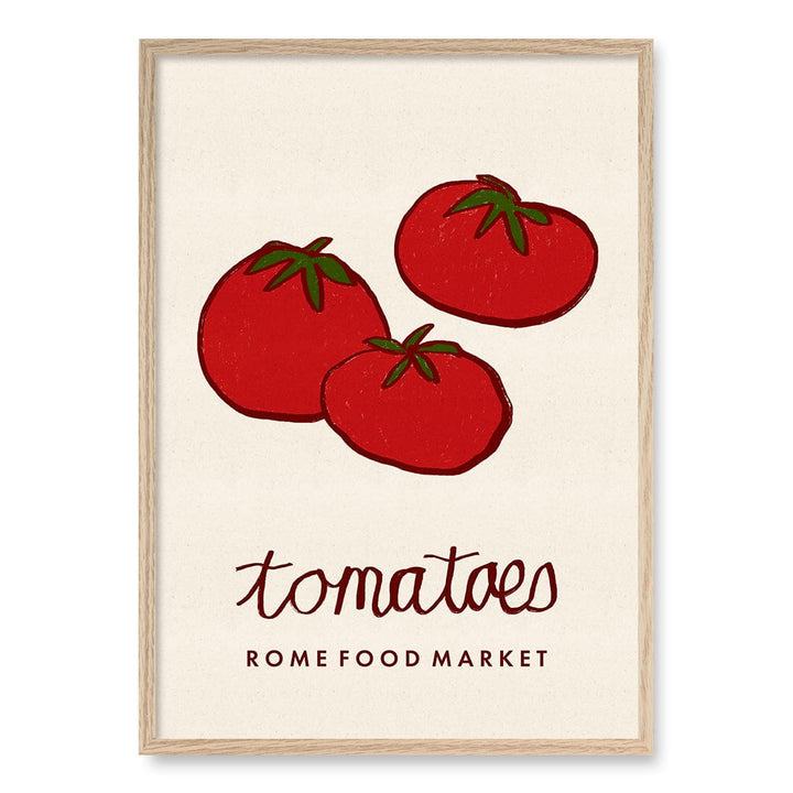 Food Market Tomatoes Rome Wall Art Print A1 (59.4 x 84.1cm) / Natural Oak Frame / No Border from our Australian Made Wall Art collection by Profile Australia