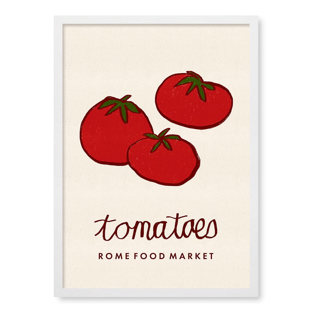 Food Market Tomatoes Rome Wall Art Print A2 (42 x 59.4cm) / Matte White Frame / No Border from our Australian Made Wall Art collection by Profile Australia
