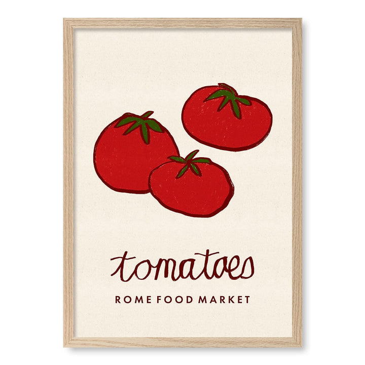 Food Market Tomatoes Rome Wall Art Print A2 (42 x 59.4cm) / Natural Oak Frame / No Border from our Australian Made Wall Art collection by Profile Australia