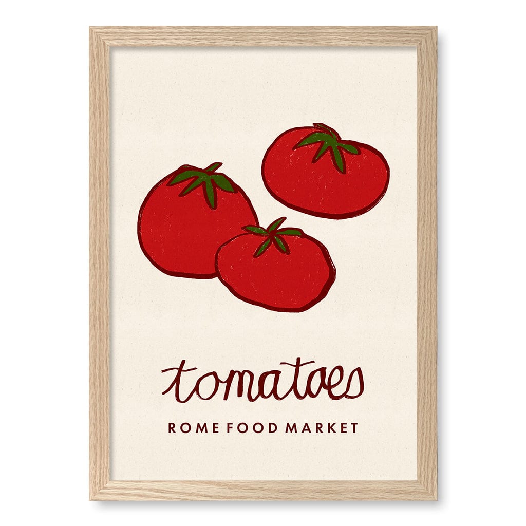 Food Market Tomatoes Rome Wall Art Print A3 (29.7 x 42cm) / Natural Oak Frame / No Border from our Australian Made Wall Art collection by Profile Australia