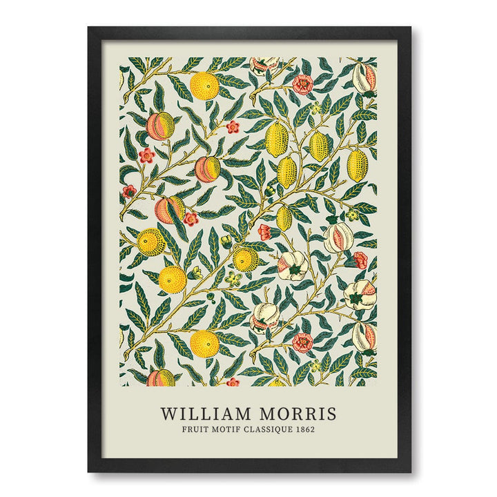 Four Fruits Motif - William Morris Floral Art Print A4 (21 x 29.7cm) / Matte Black Frame / No Border from our Australian Made Framed Wall Art, Prints & Posters collection by Profile Products (Australia) Pty Ltd