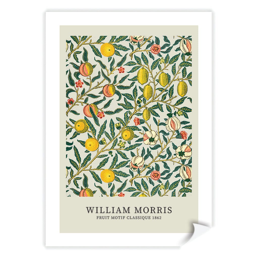 Four Fruits Motif - William Morris Floral Art Print A4 (21 x 29.7cm) / Print Only / White Border from our Australian Made Framed Wall Art, Prints & Posters collection by Profile Products (Australia) Pty Ltd