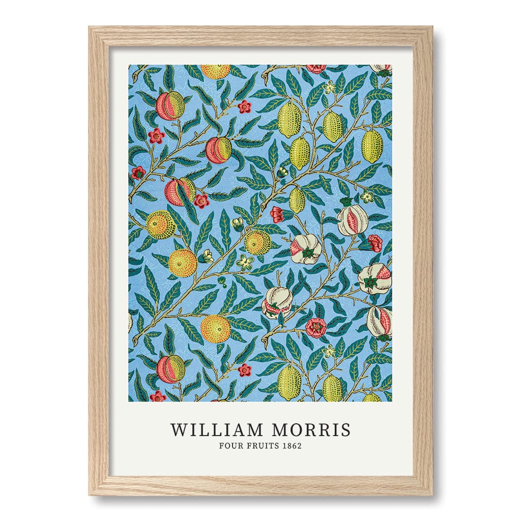 Four Fruits Pattern Wall Art Print A3 (29.7 x 42cm) / Natural Oak Frame / No Border from our Australian Made Wall Art collection by Profile Australia
