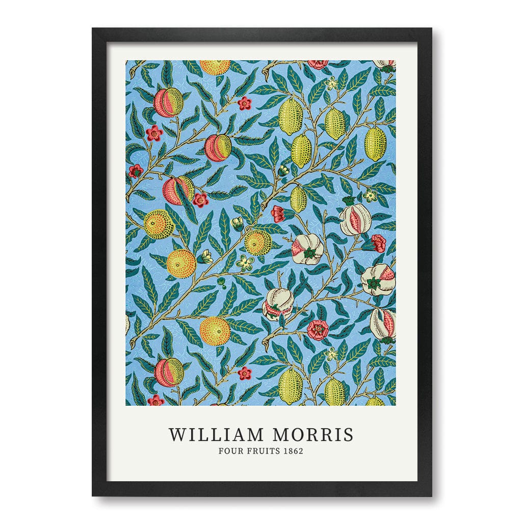 Four Fruits Pattern - William Morris Floral Art Print A4 (21 x 29.7cm) / Matte Black Frame / No Border from our Australian Made Framed Wall Art, Prints & Posters collection by Profile Products (Australia) Pty Ltd