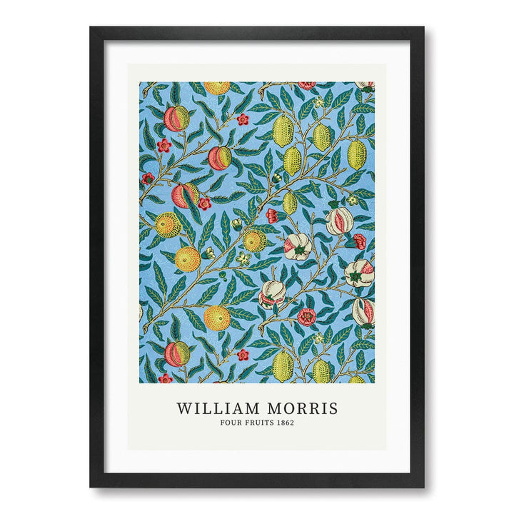 Four Fruits Pattern - William Morris Floral Art Print A4 (21 x 29.7cm) / Matte Black Frame / White Border from our Australian Made Framed Wall Art, Prints & Posters collection by Profile Products (Australia) Pty Ltd