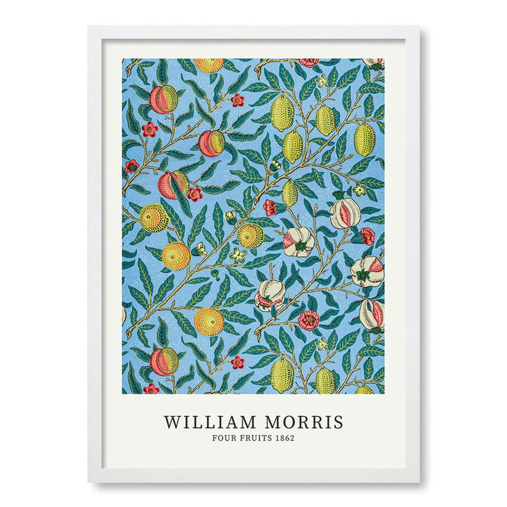 Four Fruits Pattern - William Morris Floral Art Print A4 (21 x 29.7cm) / Matte White Frame / No Border from our Australian Made Framed Wall Art, Prints & Posters collection by Profile Products (Australia) Pty Ltd