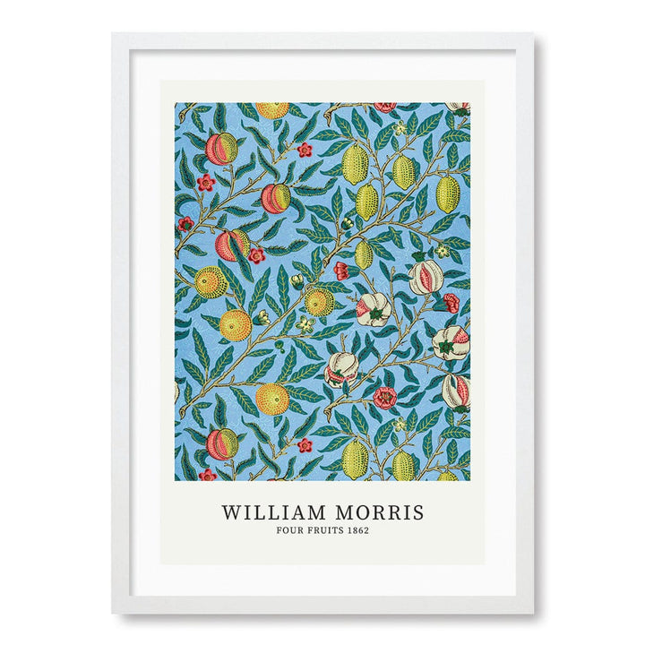 Four Fruits Pattern - William Morris Floral Art Print A4 (21 x 29.7cm) / Matte White Frame / White Border from our Australian Made Framed Wall Art, Prints & Posters collection by Profile Products (Australia) Pty Ltd