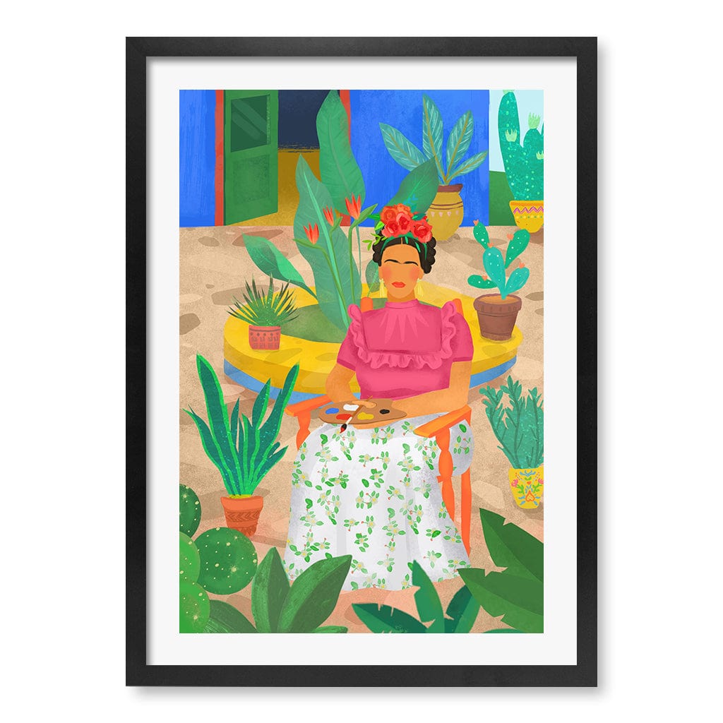 Frida Modern Wall Art Print by Petra Lizde A4 (21 x 29.7cm) / Matte Black Frame / White Border from our Australian Made Framed Wall Art, Prints & Posters collection by Profile Products (Australia) Pty Ltd