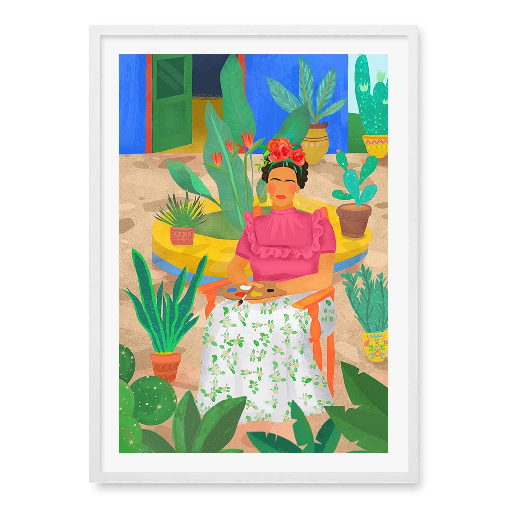Frida Wall Art Print A1 (59.4 x 84.1cm) / Matte White Frame / White Border from our Australian Made Wall Art collection by Profile Australia