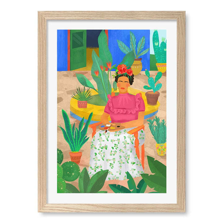 Frida Wall Art Print A3 (29.7 x 42cm) / Natural Oak Frame / White Border from our Australian Made Wall Art collection by Profile Australia