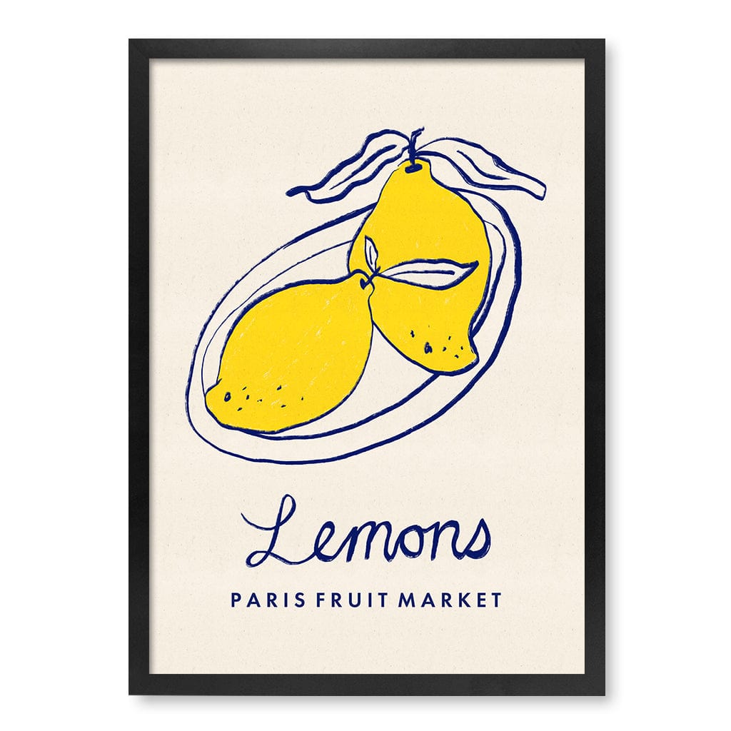 Fruit Market Lemons Paris Modern Wall Art Print A4 (21 x 29.7cm) / Matte Black Frame / No Border from our Australian Made Framed Wall Art, Prints & Posters collection by Profile Products (Australia) Pty Ltd