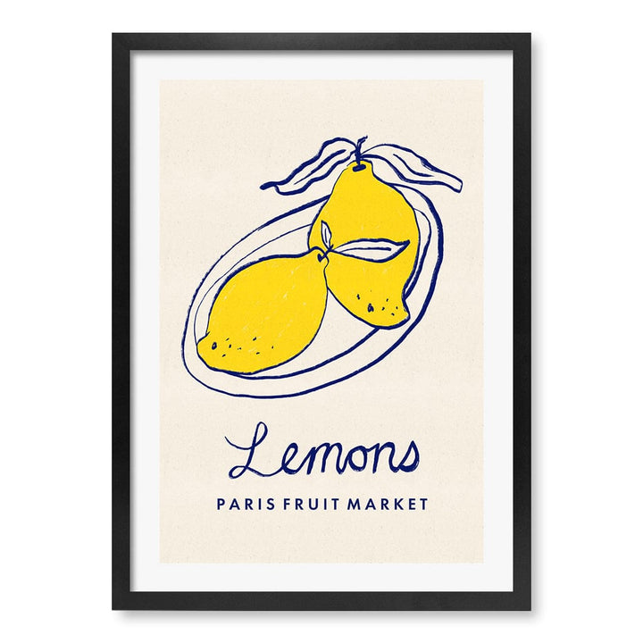Fruit Market Lemons Paris Modern Wall Art Print A4 (21 x 29.7cm) / Matte Black Frame / White Border from our Australian Made Framed Wall Art, Prints & Posters collection by Profile Products (Australia) Pty Ltd