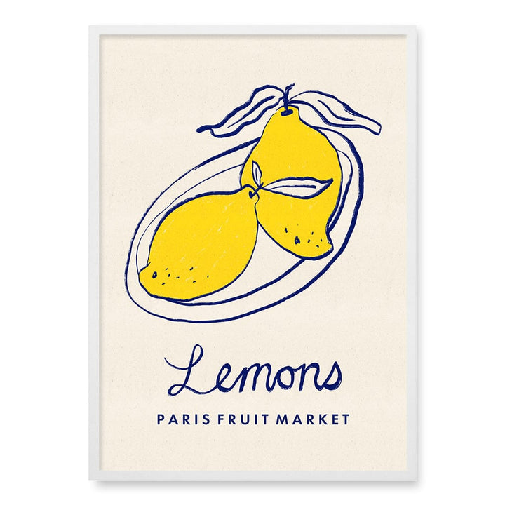 Fruit Market Lemons Paris Wall Art Print A1 (59.4 x 84.1cm) / Matte White Frame / No Border from our Australian Made Wall Art collection by Profile Australia