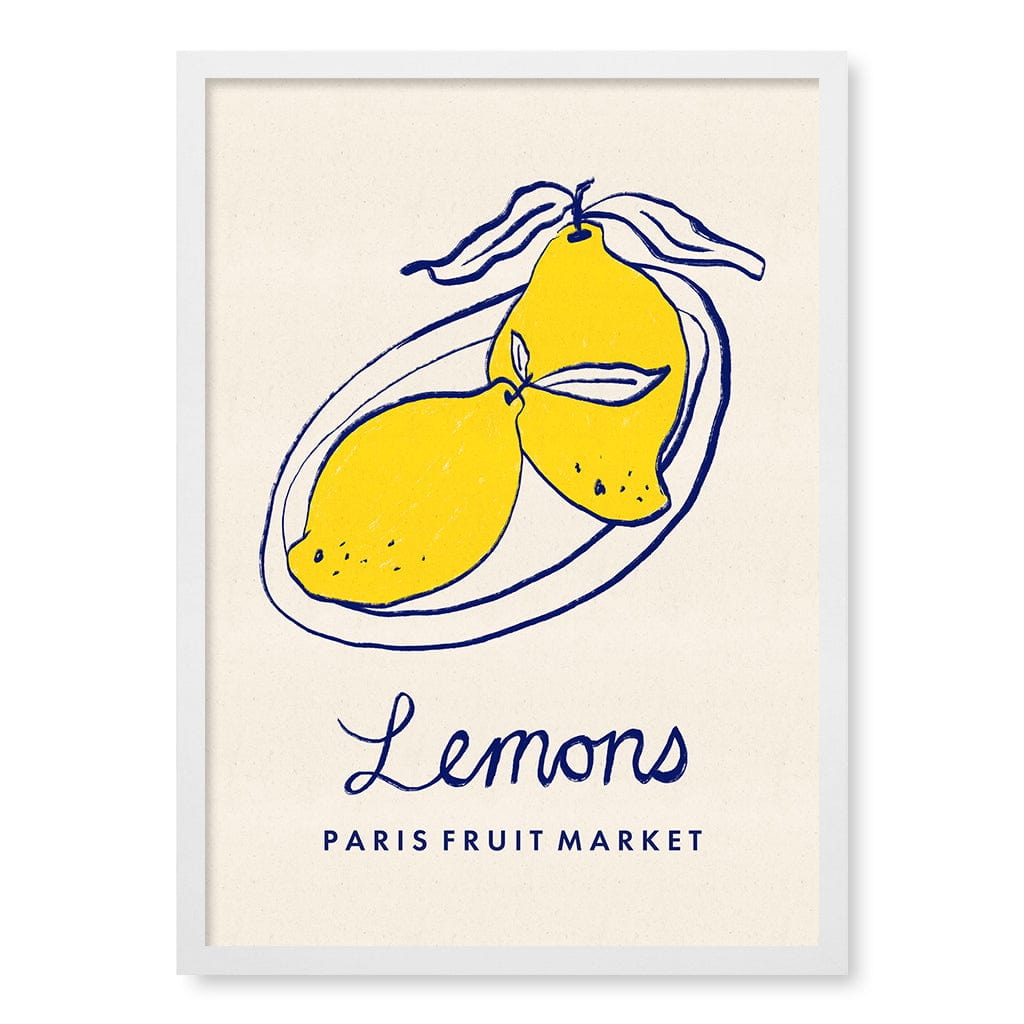 Fruit Market Lemons Paris Wall Art Print A2 (42 x 59.4cm) / Matte White Frame / No Border from our Australian Made Wall Art collection by Profile Australia