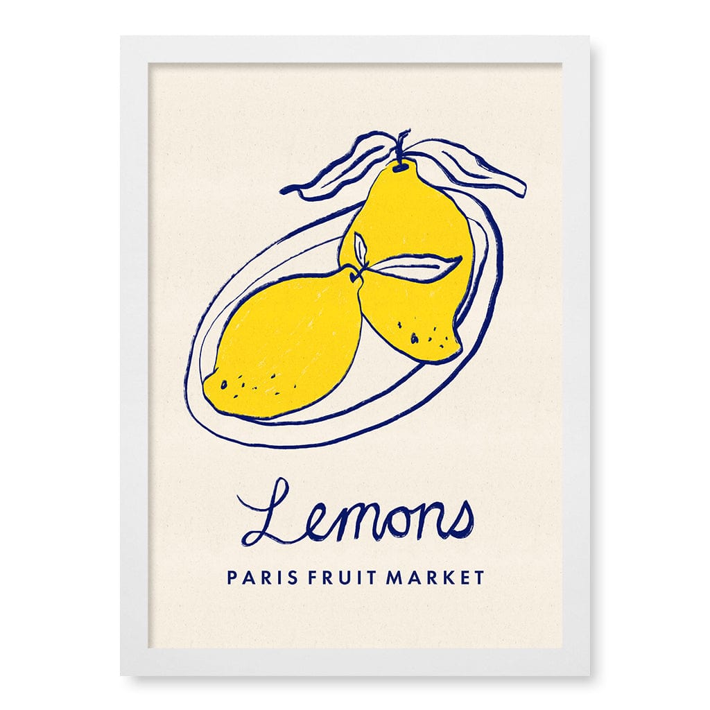 Fruit Market Lemons Paris Wall Art Print A3 (29.7 x 42cm) / Matte White Frame / No Border from our Australian Made Wall Art collection by Profile Australia