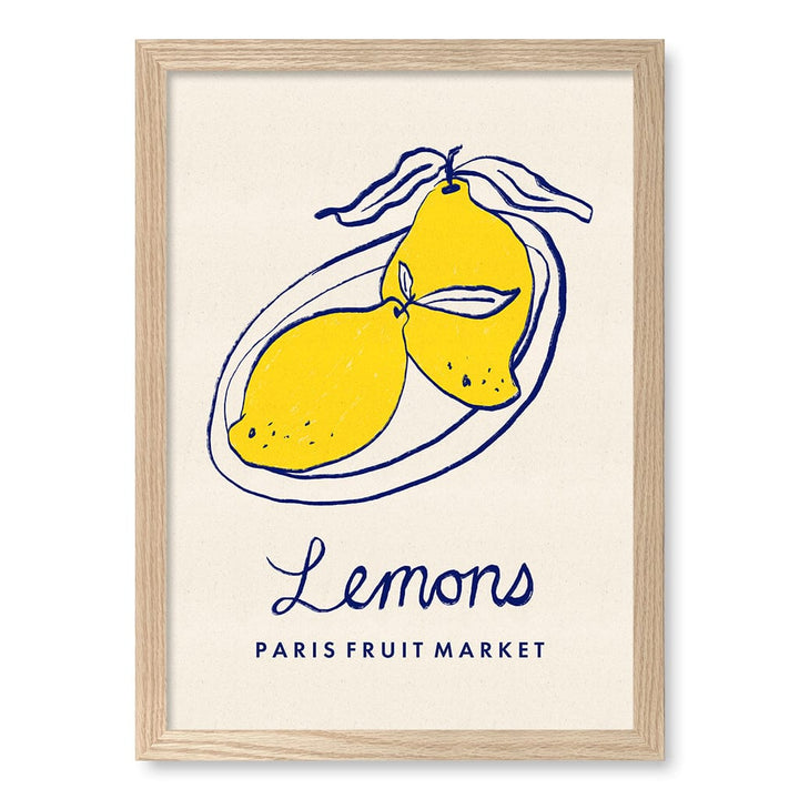 Fruit Market Lemons Paris Wall Art Print A3 (29.7 x 42cm) / Natural Oak Frame / No Border from our Australian Made Wall Art collection by Profile Australia