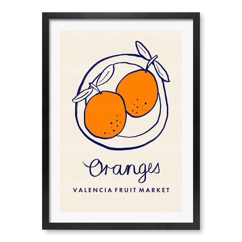Fruit Market Oranges Modern Wall Art Print A4 (21 x 29.7cm) / Matte Black Frame / White Border from our Australian Made Framed Wall Art, Prints & Posters collection by Profile Products (Australia) Pty Ltd