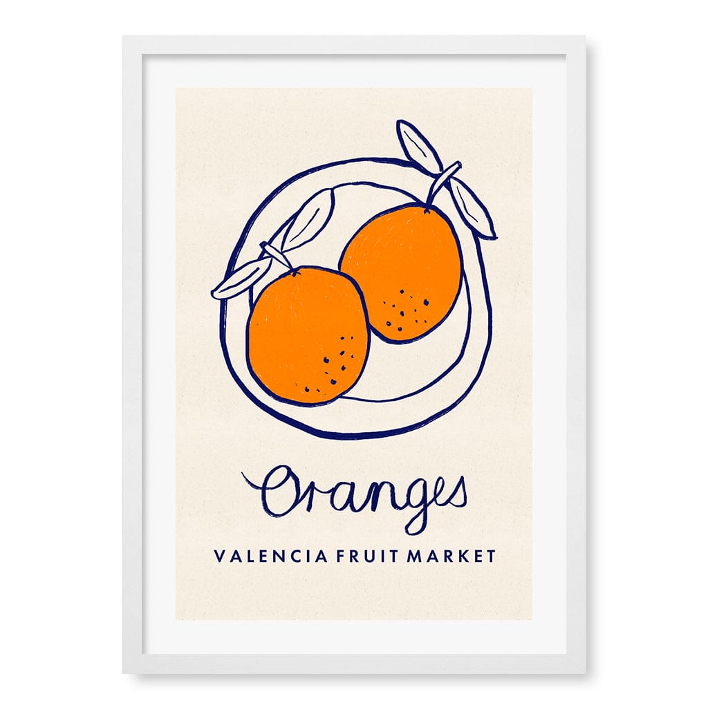 Fruit Market Oranges Modern Wall Art Print A4 (21 x 29.7cm) / Matte White Frame / White Border from our Australian Made Framed Wall Art, Prints & Posters collection by Profile Products (Australia) Pty Ltd