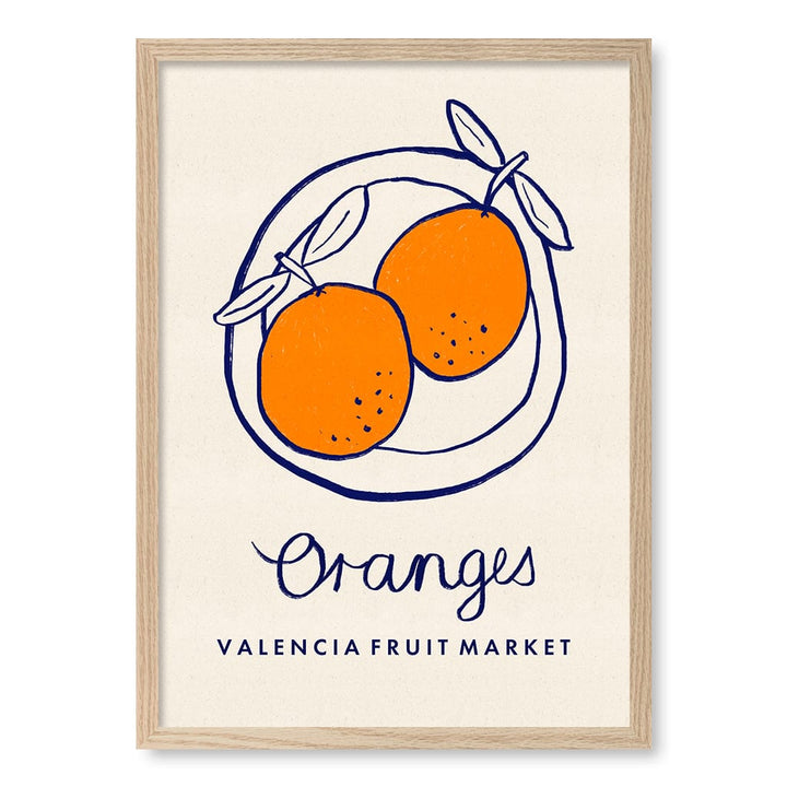 Fruit Market Oranges Modern Wall Art Print A4 (21 x 29.7cm) / Natural Oak Frame / No Border from our Australian Made Framed Wall Art, Prints & Posters collection by Profile Products (Australia) Pty Ltd