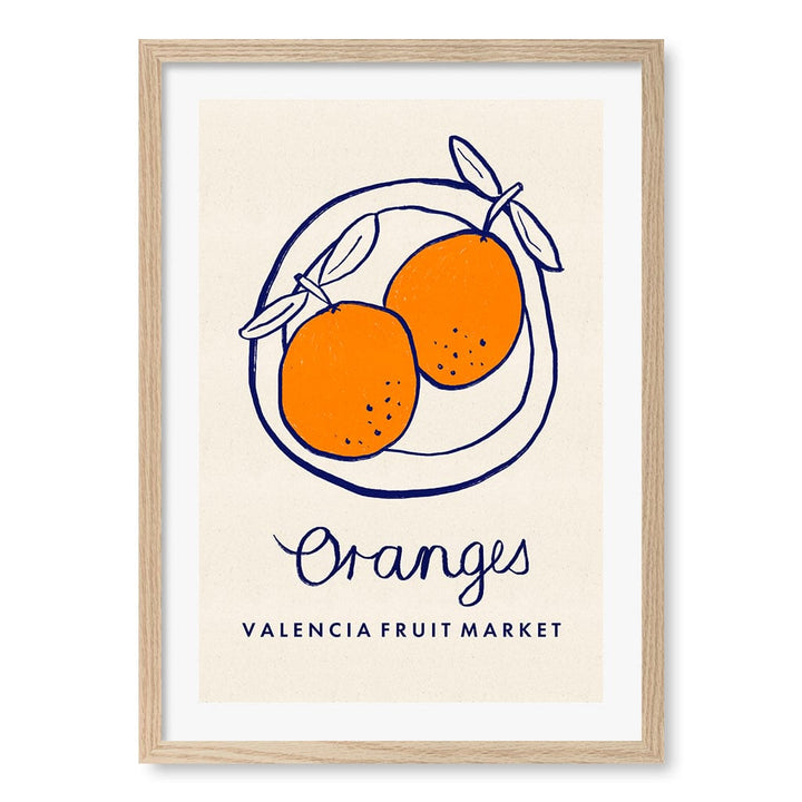 Fruit Market Oranges Modern Wall Art Print A4 (21 x 29.7cm) / Natural Oak Frame / White Border from our Australian Made Framed Wall Art, Prints & Posters collection by Profile Products (Australia) Pty Ltd