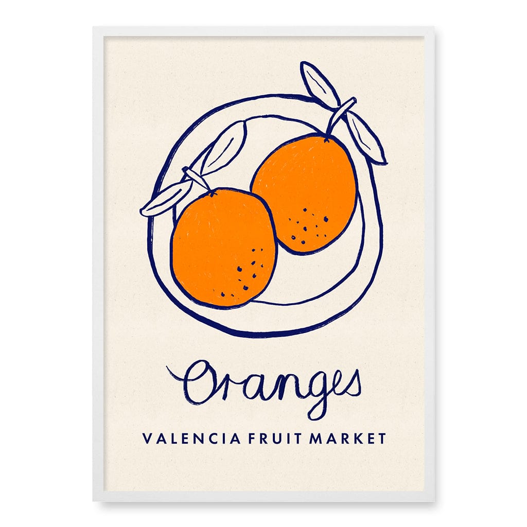 Fruit Market Oranges Wall Art Print A1 (59.4 x 84.1cm) / Matte White Frame / No Border from our Australian Made Wall Art collection by Profile Australia