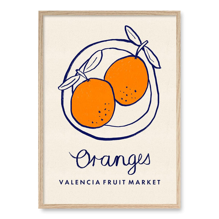 Fruit Market Oranges Wall Art Print A1 (59.4 x 84.1cm) / Natural Oak Frame / No Border from our Australian Made Wall Art collection by Profile Australia