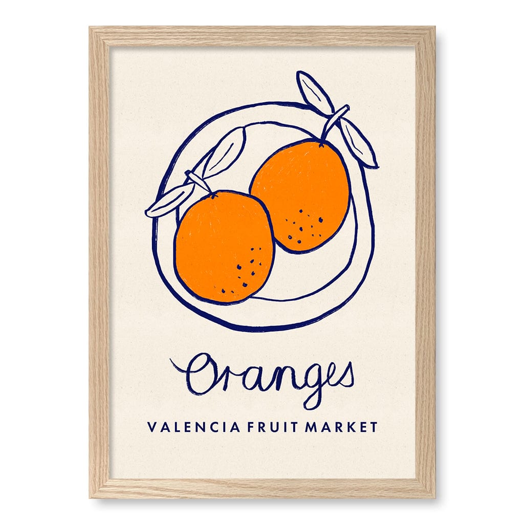 Fruit Market Oranges Wall Art Print A3 (29.7 x 42cm) / Natural Oak Frame / No Border from our Australian Made Wall Art collection by Profile Australia