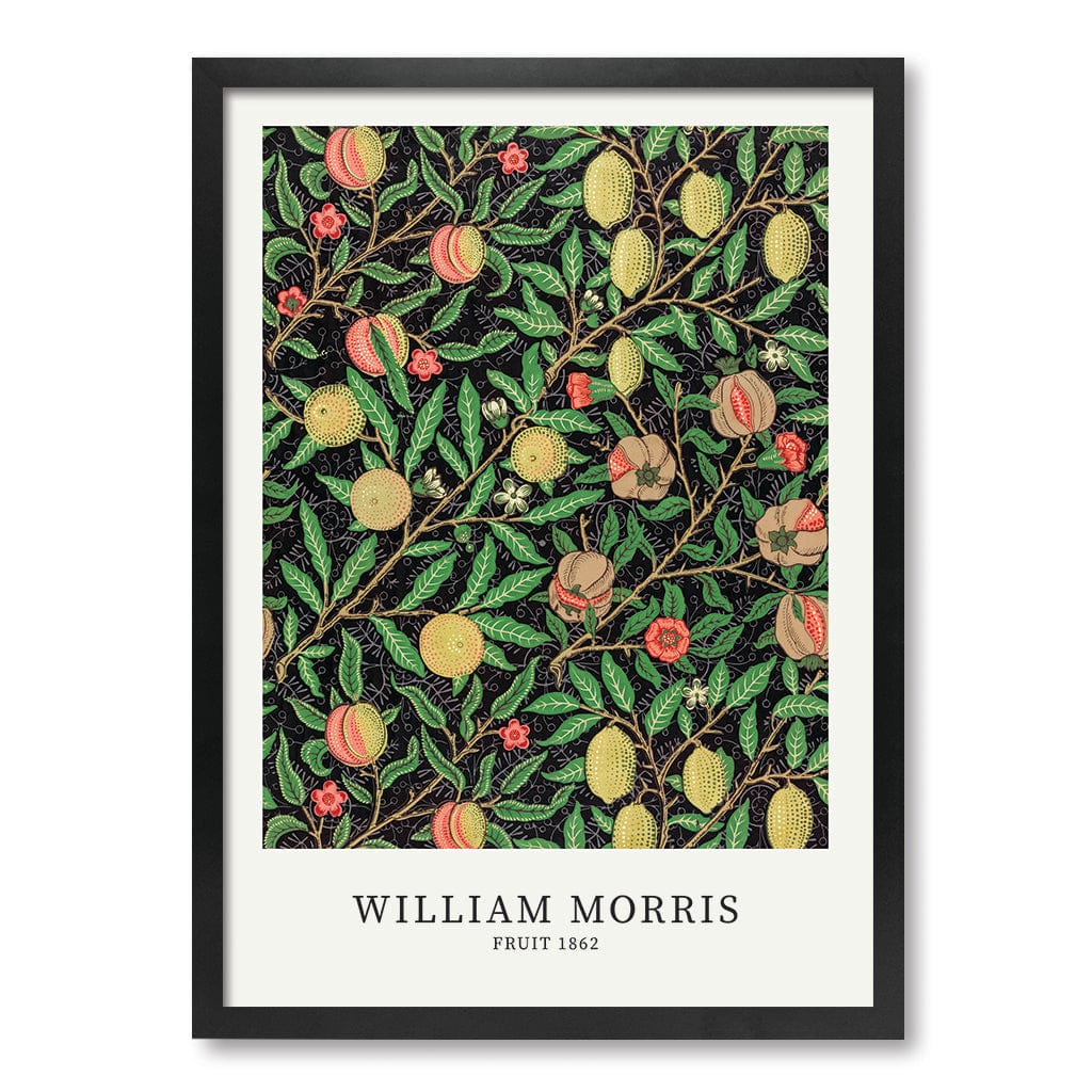Fruit Pattern - William Morris Floral Art Print A4 (21 x 29.7cm) / Matte Black Frame / No Border from our Australian Made Framed Wall Art, Prints & Posters collection by Profile Products (Australia) Pty Ltd