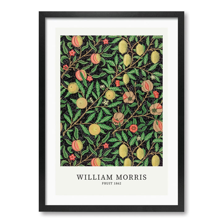 Fruit Pattern - William Morris Floral Art Print A4 (21 x 29.7cm) / Matte Black Frame / White Border from our Australian Made Framed Wall Art, Prints & Posters collection by Profile Products (Australia) Pty Ltd