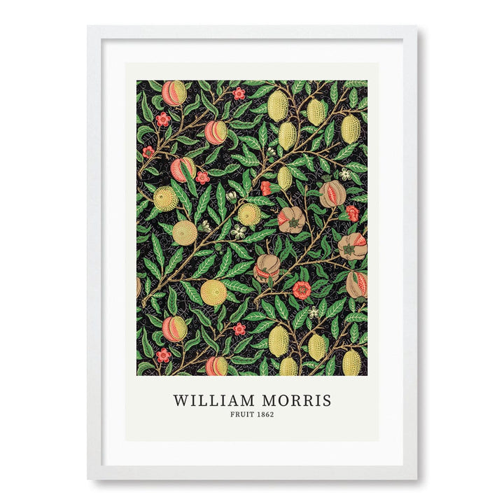Fruit Pattern - William Morris Floral Art Print A4 (21 x 29.7cm) / Matte White Frame / White Border from our Australian Made Framed Wall Art, Prints & Posters collection by Profile Products (Australia) Pty Ltd