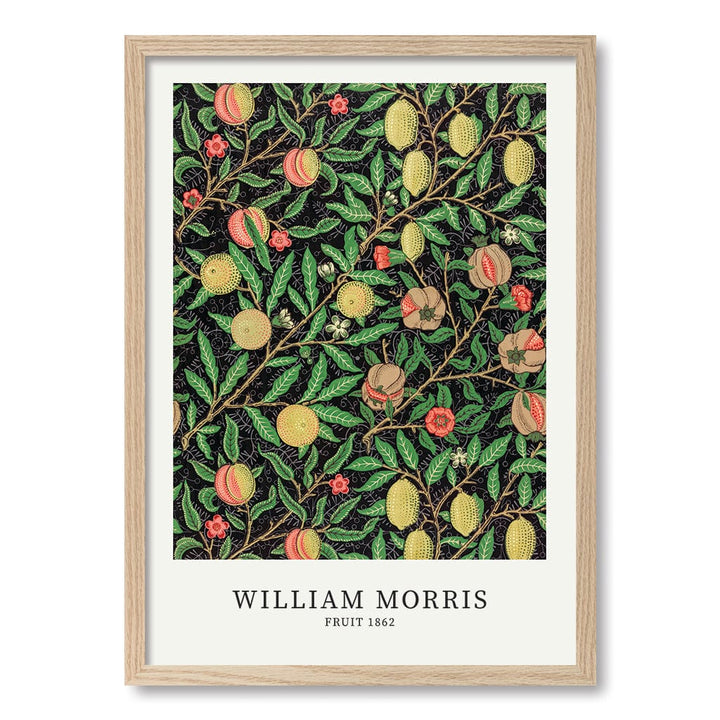 Fruit Pattern - William Morris Floral Art Print A4 (21 x 29.7cm) / Natural Oak Frame / No Border from our Australian Made Framed Wall Art, Prints & Posters collection by Profile Products (Australia) Pty Ltd