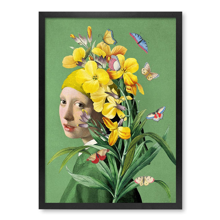 Girl With A Pearl Earring-Springtime Modern Wall Art Print A4 (21 x 29.7cm) / Matte Black Frame / No Border from our Australian Made Framed Wall Art, Prints & Posters collection by Profile Products (Australia) Pty Ltd