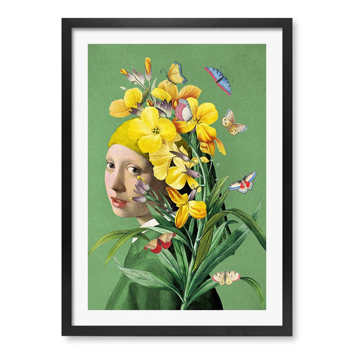 Girl With A Pearl Earring-Springtime Modern Wall Art Print A4 (21 x 29.7cm) / Matte Black Frame / White Border from our Australian Made Framed Wall Art, Prints & Posters collection by Profile Products (Australia) Pty Ltd