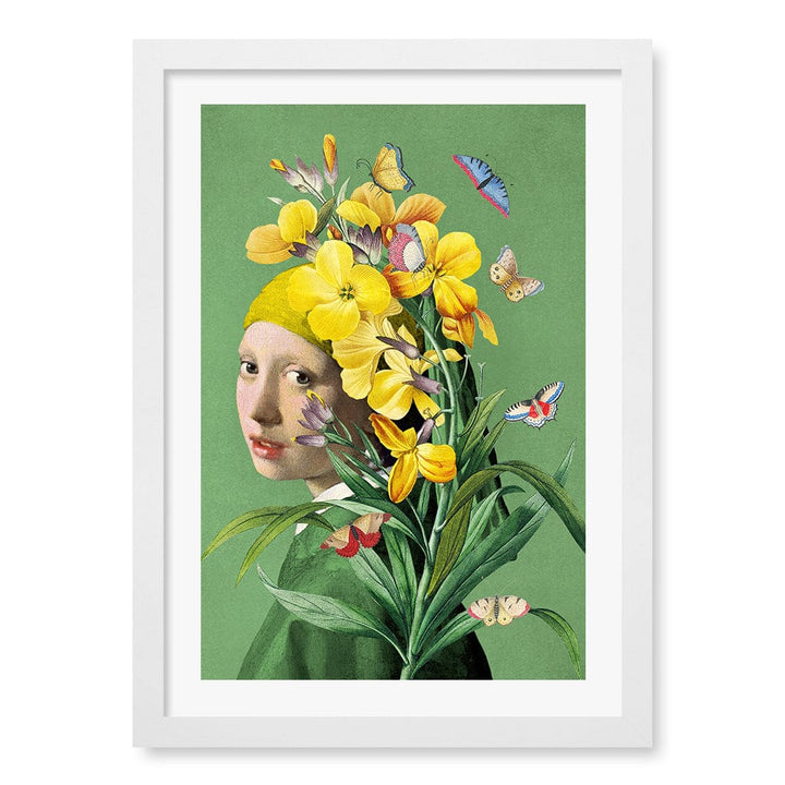 Girl With A Pearl Earring-Springtime Wall Art Print A3 (29.7 x 42cm) / Matte White Frame / White Border from our Australian Made Wall Art collection by Profile Australia