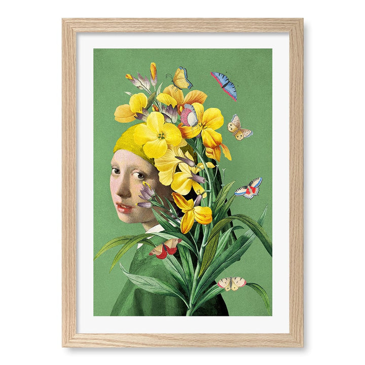 Girl With A Pearl Earring-Springtime Wall Art Print A3 (29.7 x 42cm) / Natural Oak Frame / White Border from our Australian Made Wall Art collection by Profile Australia