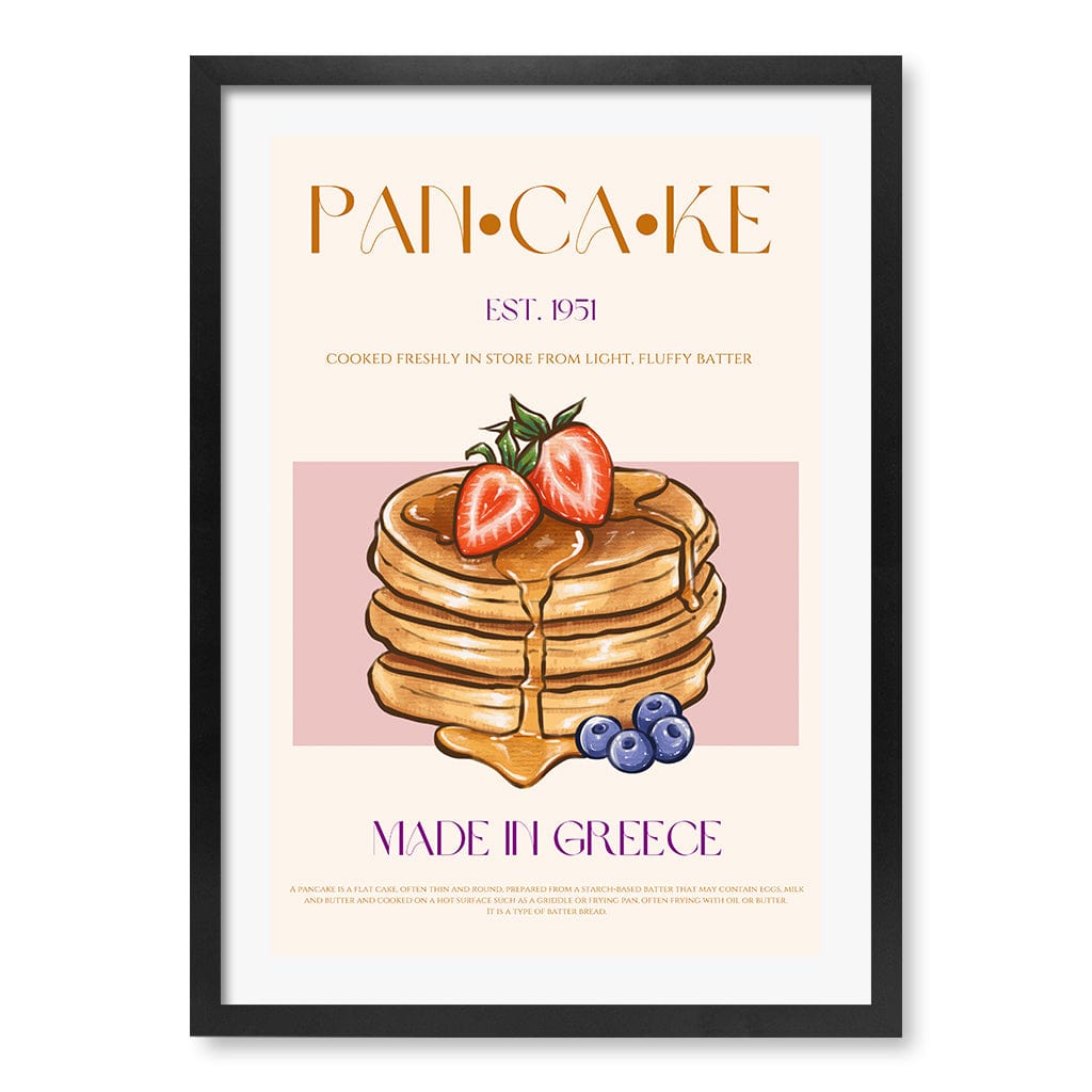 Greek Pancakes Modern Wall Art Print A4 (21 x 29.7cm) / Matte Black Frame / White Border from our Australian Made Framed Wall Art, Prints & Posters collection by Profile Products (Australia) Pty Ltd