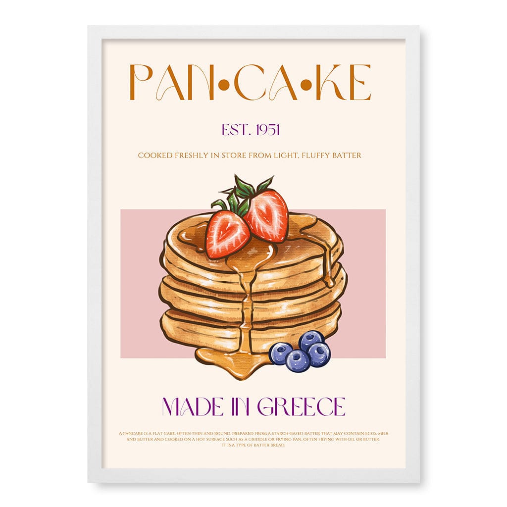 Greek Pancakes Modern Wall Art Print A4 (21 x 29.7cm) / Matte White Frame / No Border from our Australian Made Framed Wall Art, Prints & Posters collection by Profile Products (Australia) Pty Ltd